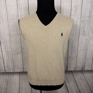 Polo Ralph Lauren Men's XL Beige Pima Cotton Casual Preppy Sweater Vest